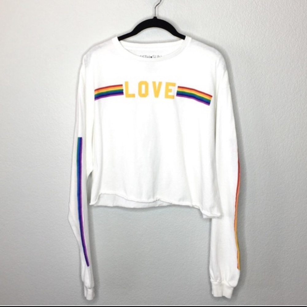 FIFTH SUN Cute Crop Long Sleeve Shirt Top L